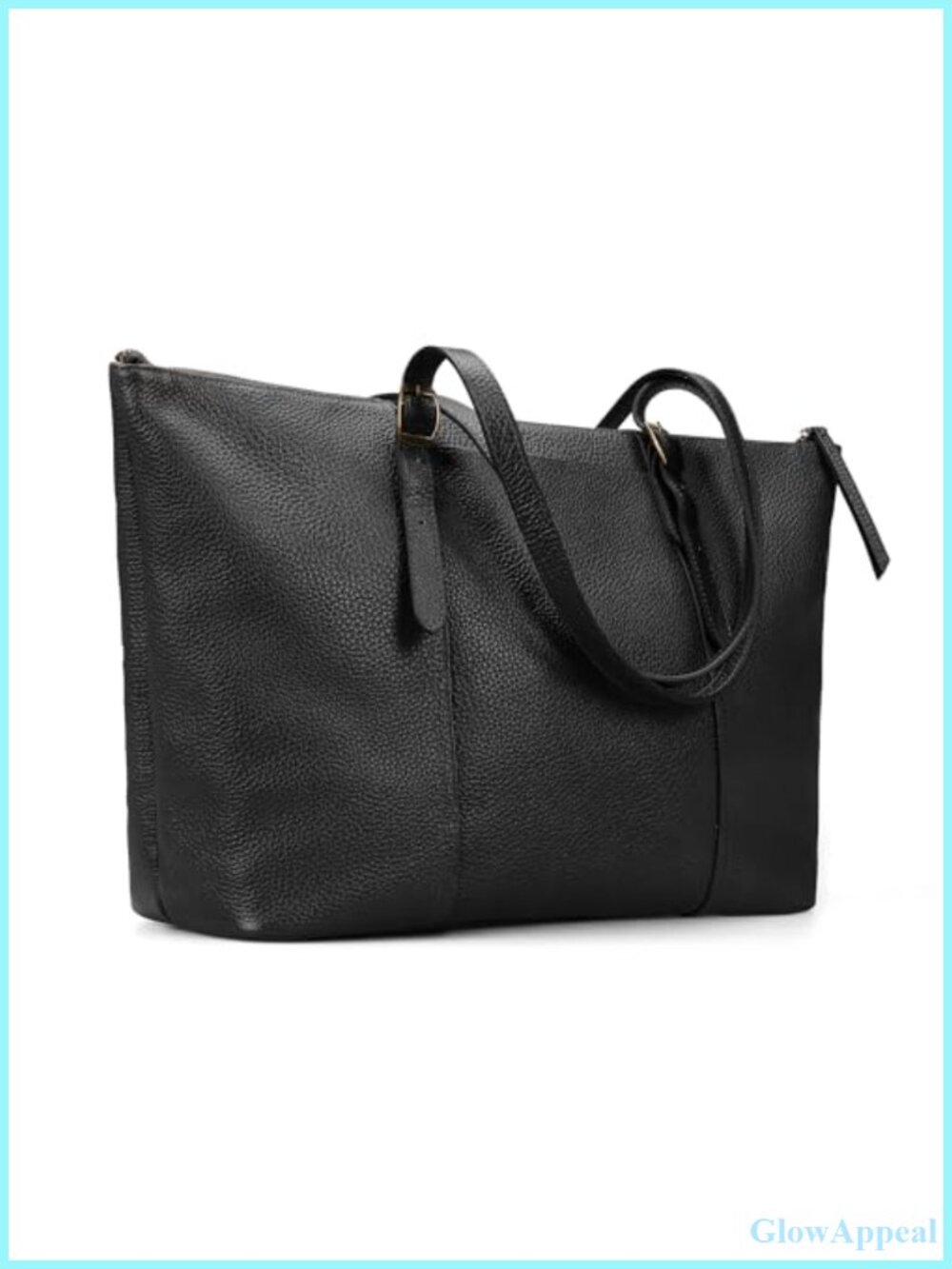 Vintage Genuine Leather Work Tote Bag with Zipper, 14in Laptop Sleeve